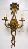 1940s Italian Carved & Gilt Two-arm Ribbon Sconces, Pair