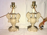 19th-Century Carved and Silver-gilt Urn Table Lamps, Pair