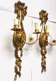 1940s Italian Carved & Gilt Two-arm Ribbon Sconces, Pair