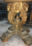 19th-C Carved and Gilt Wood Italian Round Table w/Green Marble Top