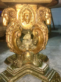 19th-C Carved and Gilt Wood Italian Round Table w/Green Marble Top