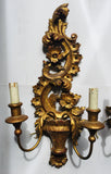 Italian 1930s Carved and Gilt Sconces, Pair