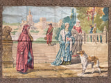 19th-C Florentine Jus d’Herbe Sur Toile Tapestry w/ Embroidered Frame