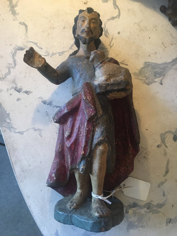 18th-Century Italian Jesus with Lamb Figurine - FREE SHIPPING