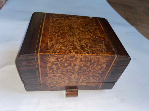 1940s Italian Deco Inlaid Wooden Box - FREE SHIPPING