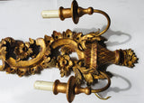 Italian 1930s Carved and Gilt Sconces, Pair
