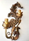 1940s Italian Carved and Parcel-gilt Sconces, Pair
