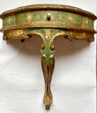 Pair of Florentine Painted & Parcel-gilt Emerald & Cream Bed-side Tables w/Filigree