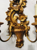 Italian 1930s Carved and Gilt Sconces, Pair