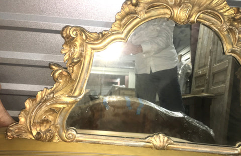 Late 19th-C Italian Carved and Gilt Buffer Mirror