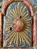 18th Century Italian Hand-carved And Painted Tabernacle Door With The Sacred Heart