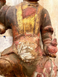 19th Century Burmese Depiction Of A Buddha W/original Carved Wood, Paint And Plaster
