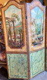 19th- Century Italian Painted Canvas Three-panel Folding Screen With Neoclassical Motifs